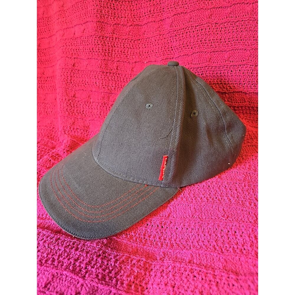 Hilti Gray Hat Adjustable Baseball Cap Adult Red Trim Strap Back Adult Logo EUC